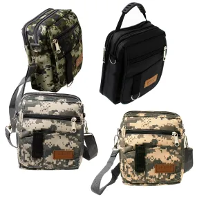 CLEARANCE UNISEX SHOULDER BAG (CASE OF 24  - $2.50 / PIECE)  Black & Assorted Camo Prints SKU: 1301-24