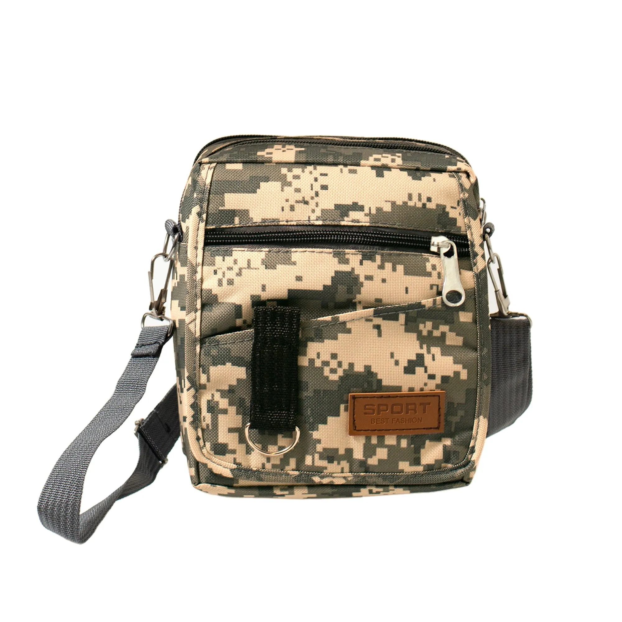 CLEARANCE UNISEX SHOULDER BAG (CASE OF 24  - $2.50 / PIECE)  Black & Assorted Camo Prints SKU: 1301-24