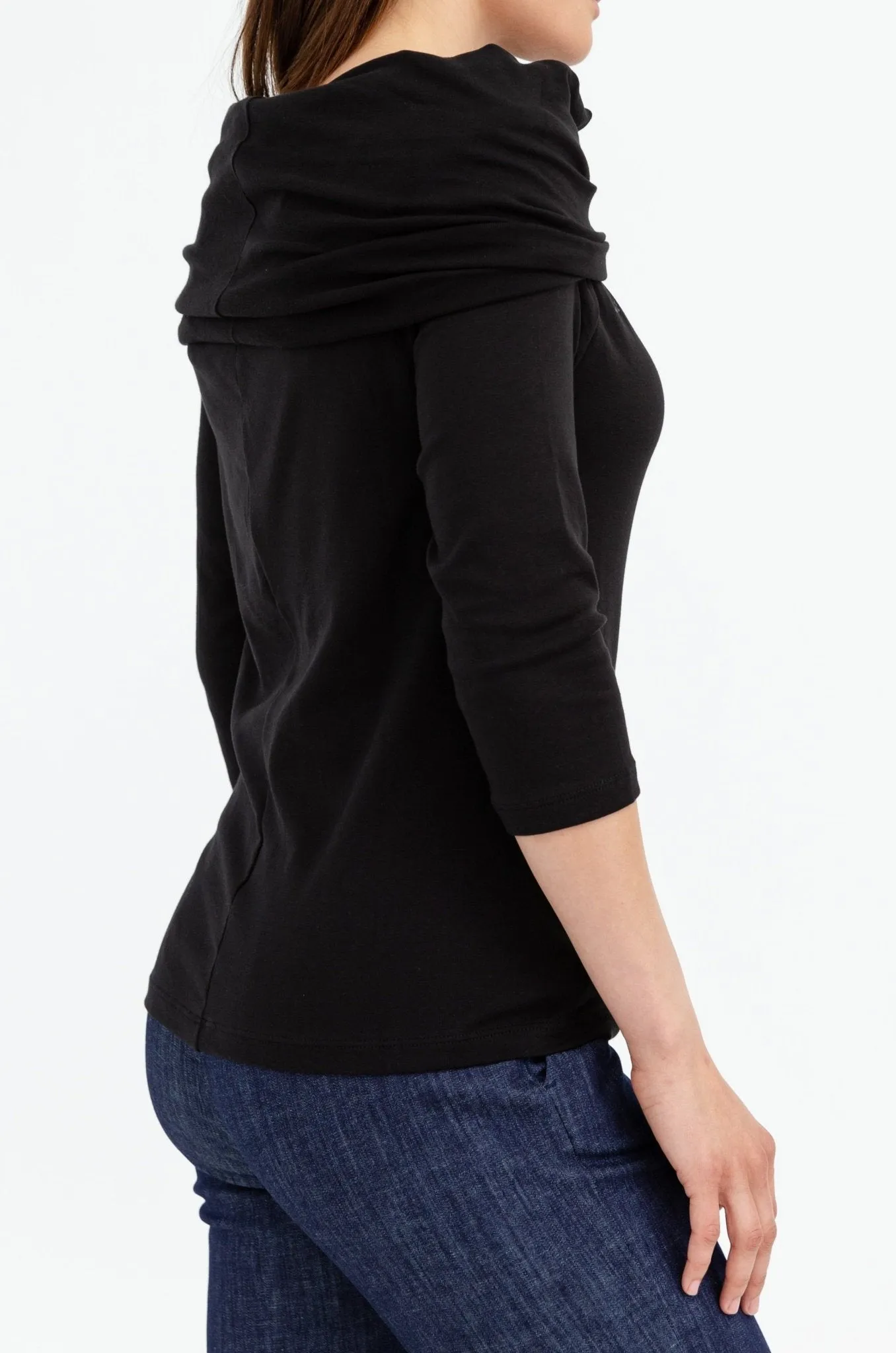 CONVERTIBLE COWL NECK - OFF SHOULDER TOP IN PIMA COTTON STRETCH