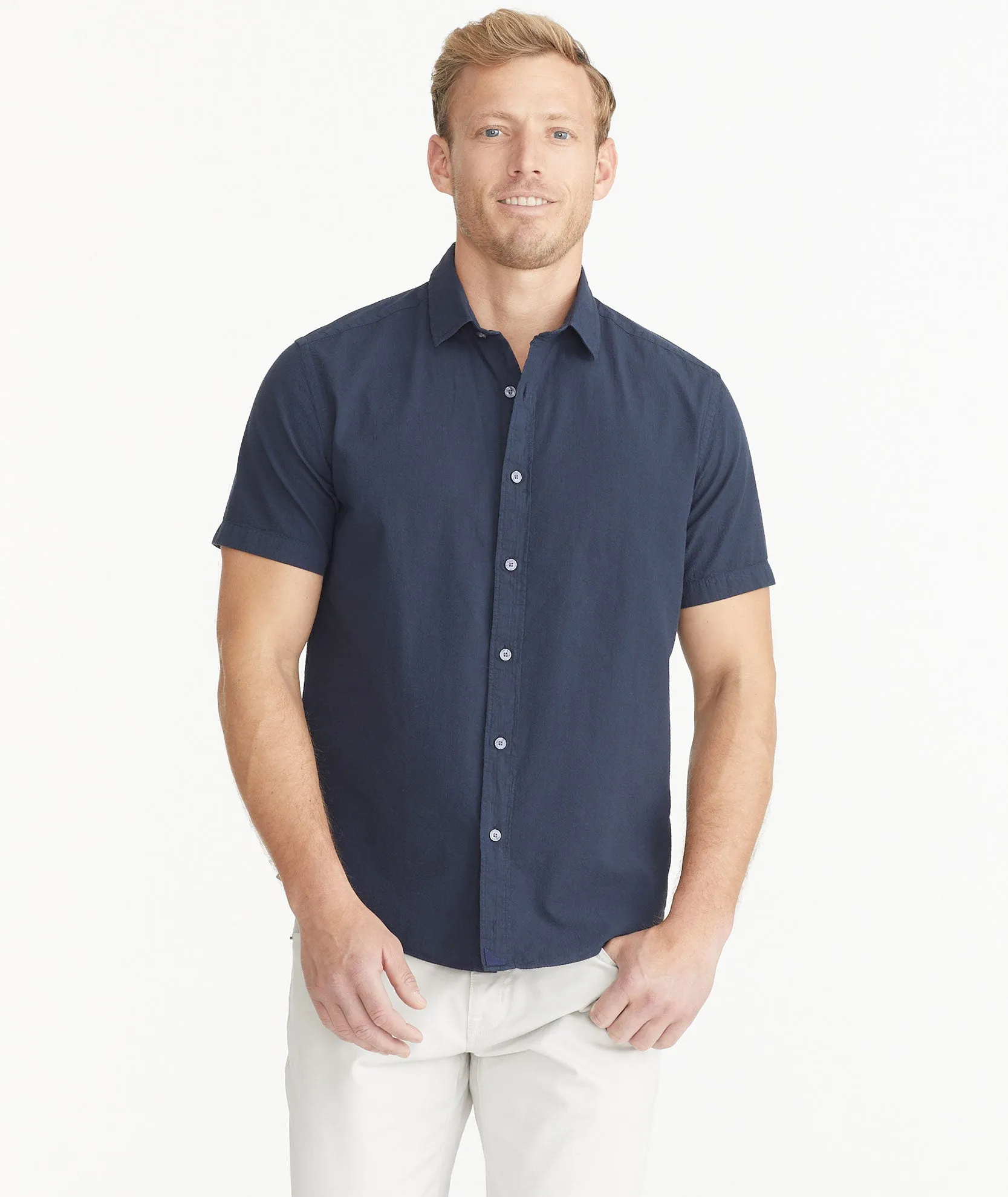 Cotton Seersucker Short-Sleeve Pavao Shirt