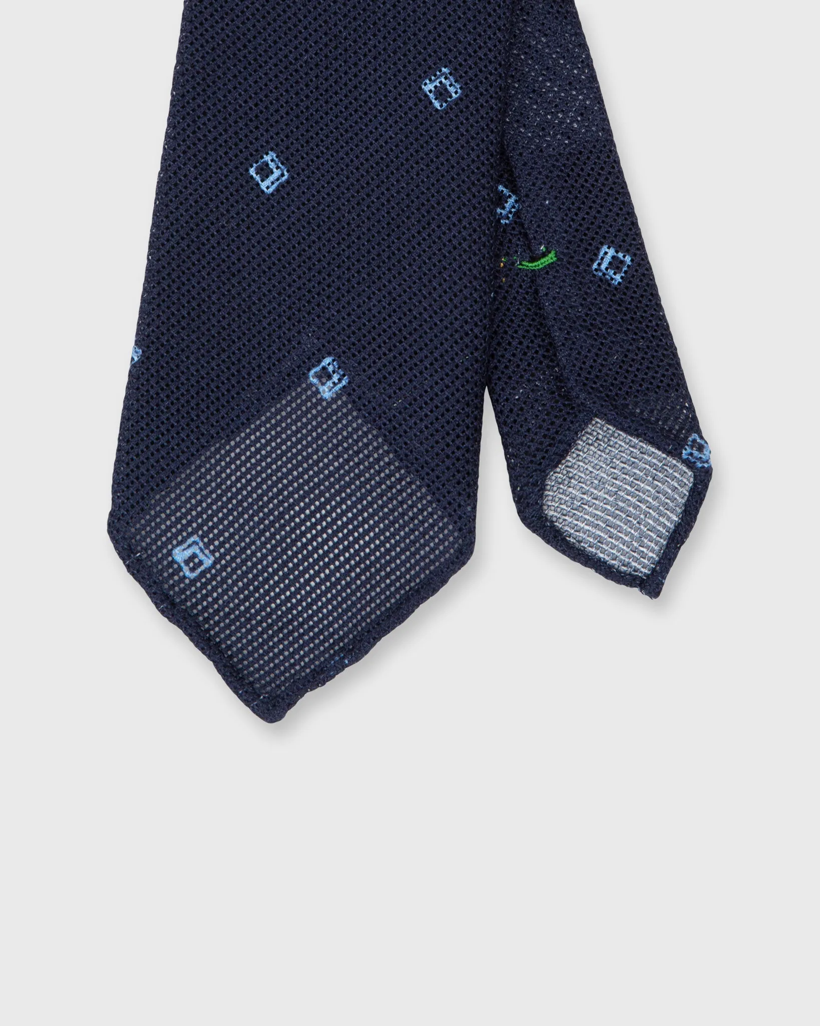 Cotton Woven Tie in Navy/Sky Diamond