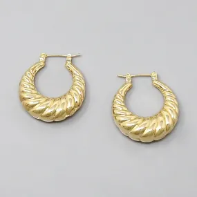 Croissant Textured Hoop Earrings