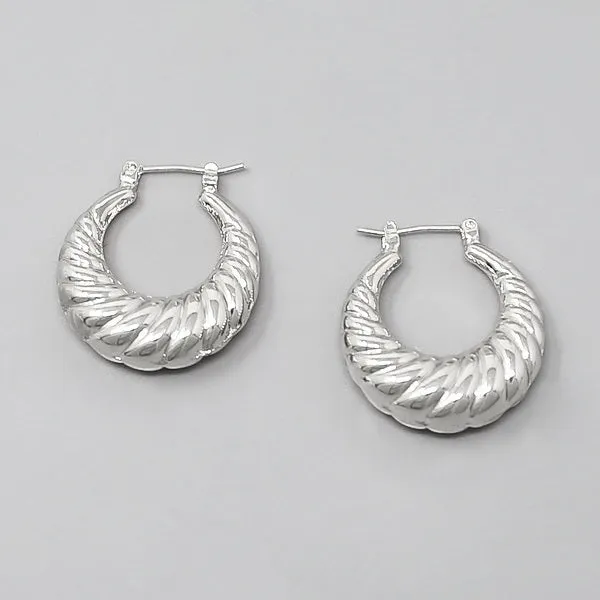 Croissant Textured Hoop Earrings