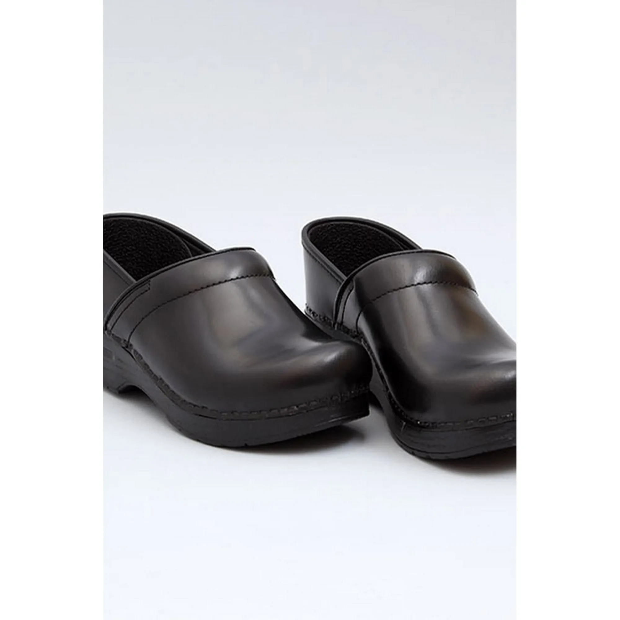 DANSKO Men's WIDE Professional Black Cabrio Leather Clogs