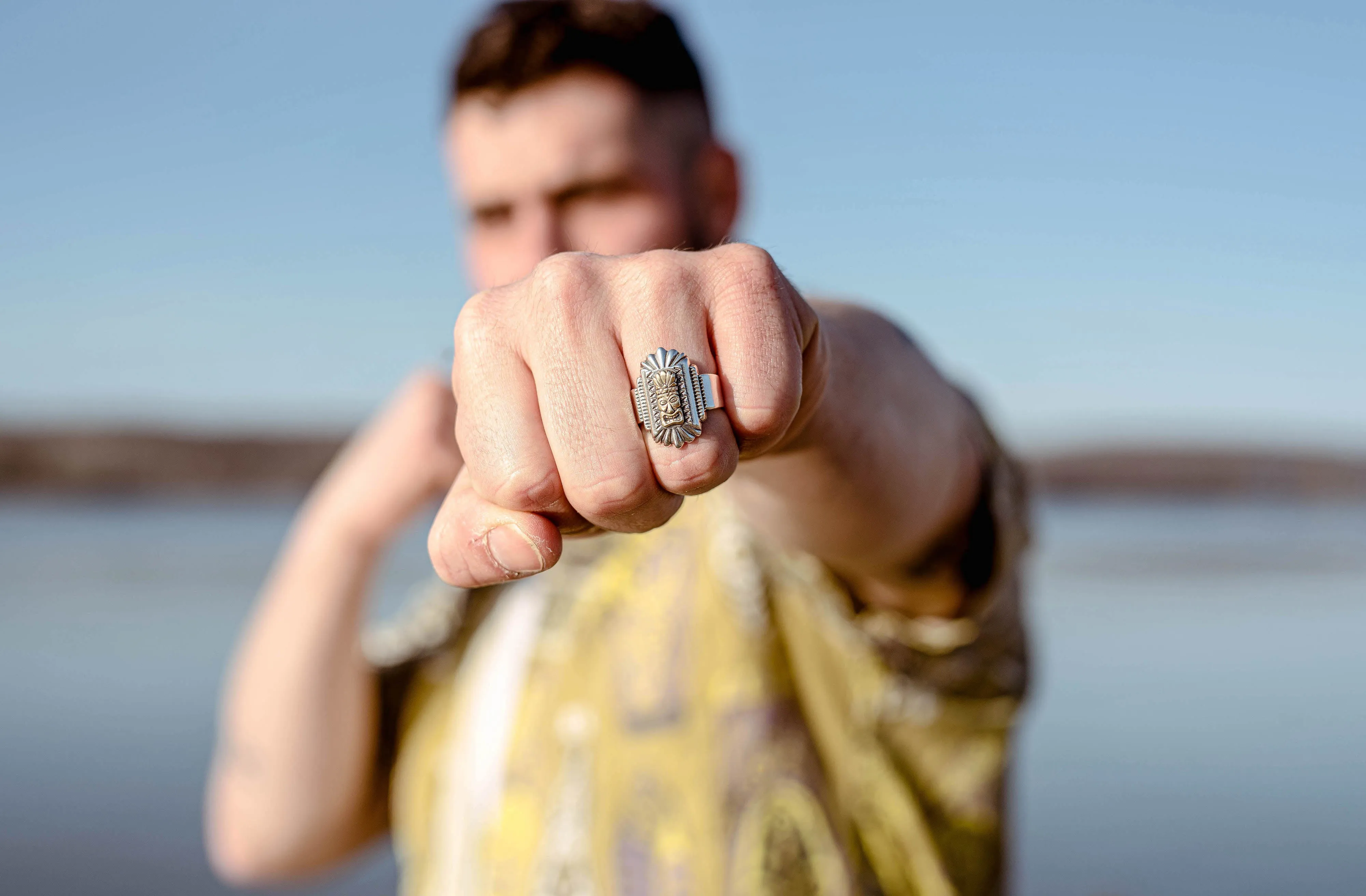 Deco Tiki Mask Ring