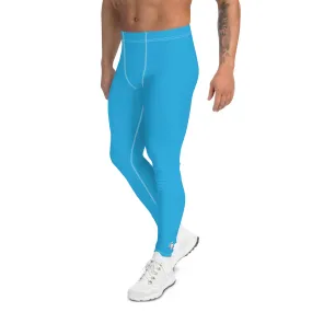 Effortless Movement: Solid Color Athletic Leggings for Men - Cyan