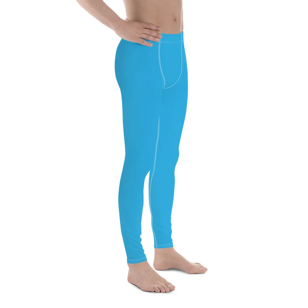 Effortless Movement: Solid Color Athletic Leggings for Men - Cyan