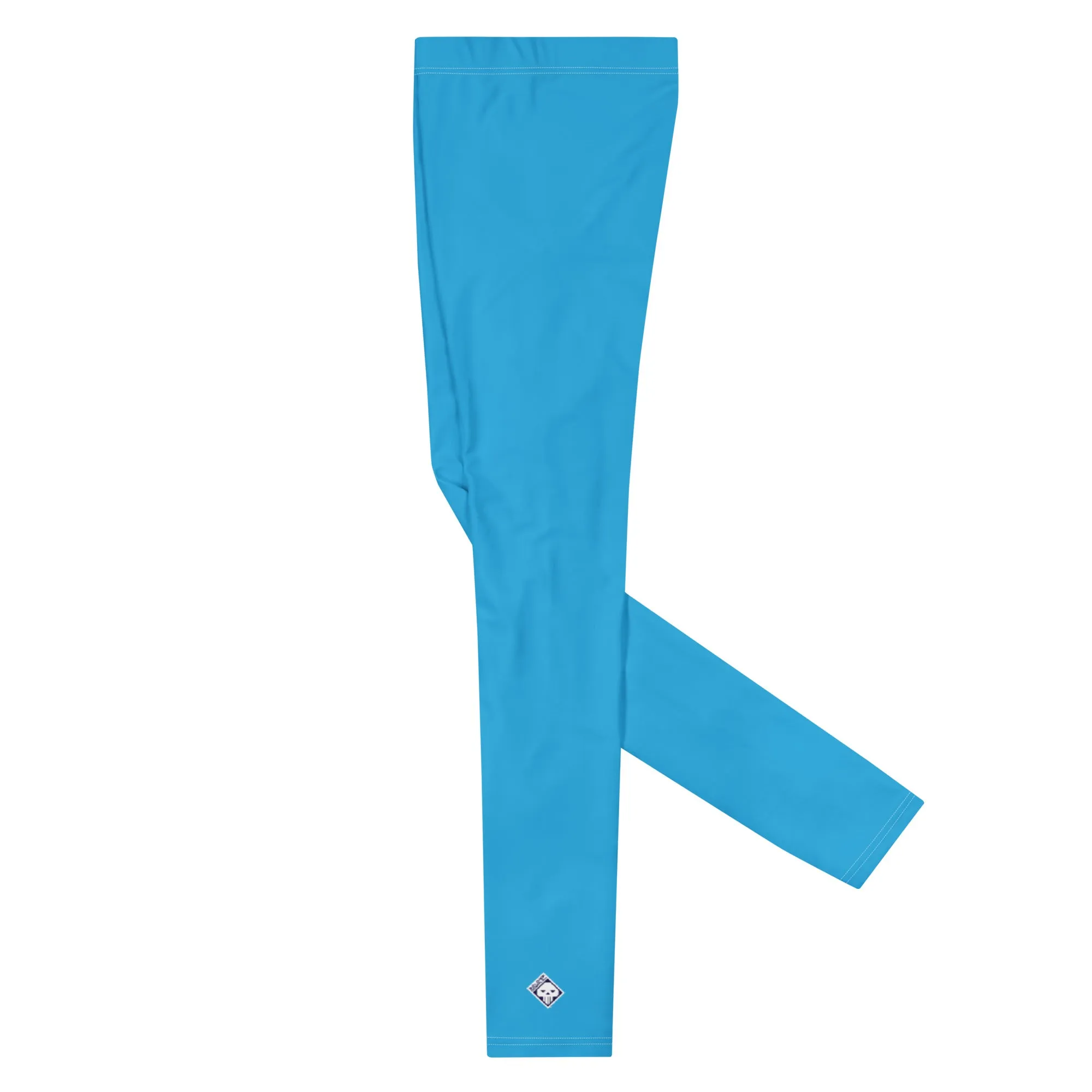 Effortless Movement: Solid Color Athletic Leggings for Men - Cyan