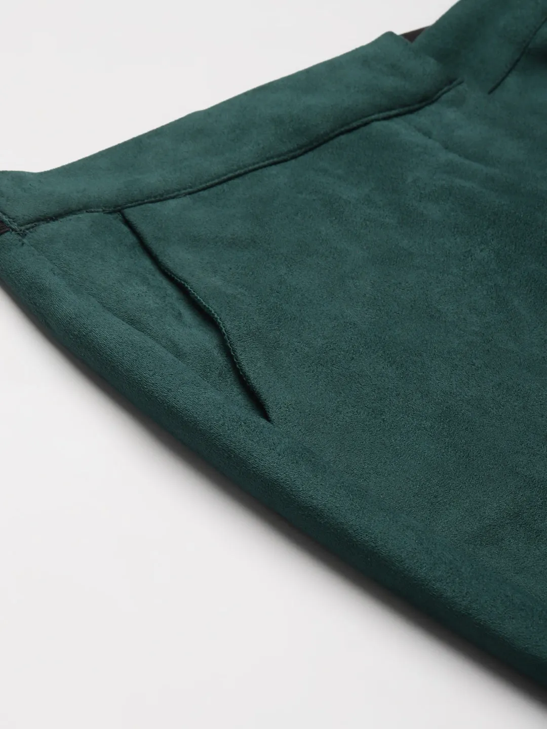 Emerald Green Suede Straight Pants