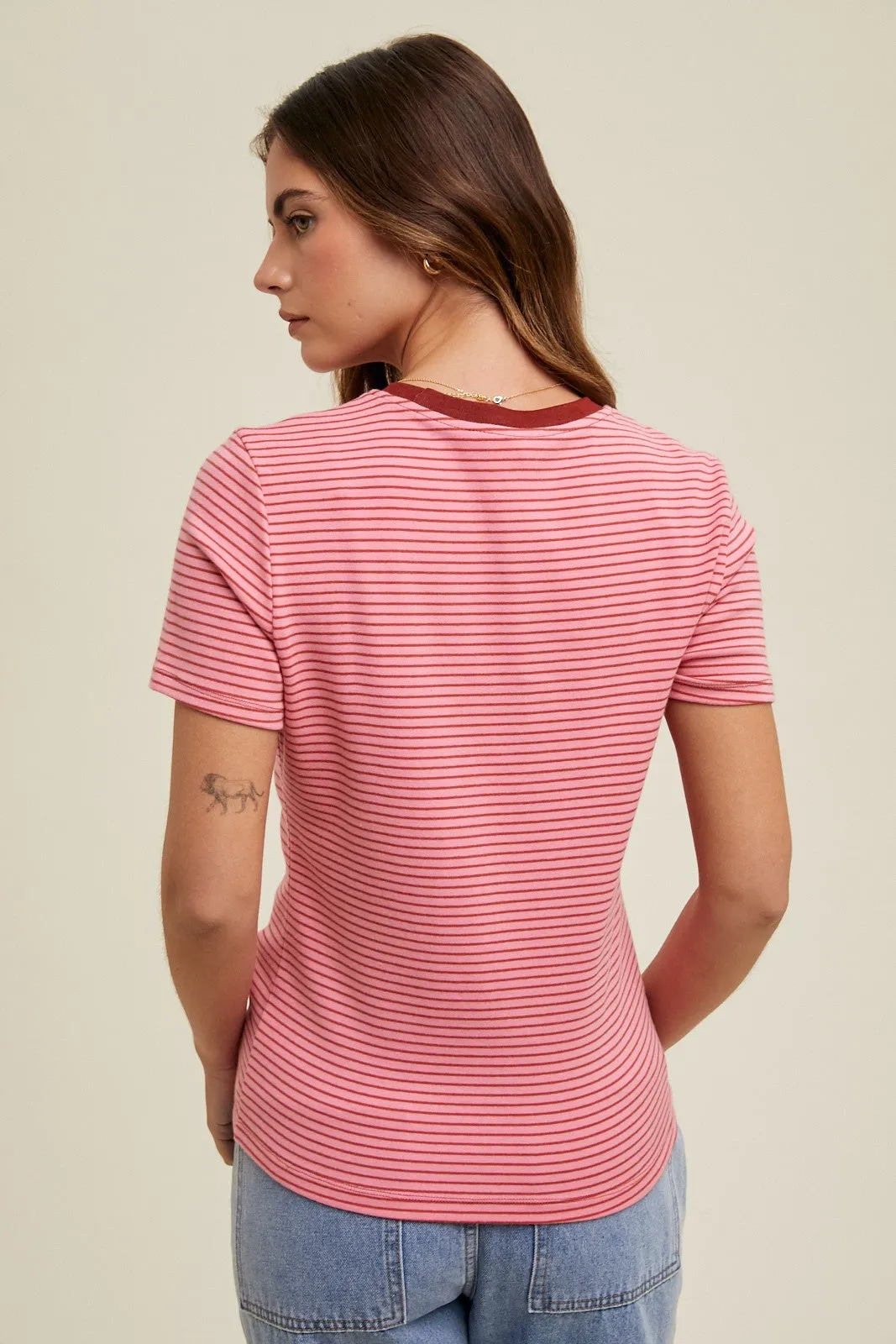 Everyday Striped Tee - Punch