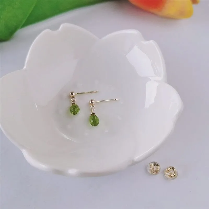 Faceted Water Drop Green Peridot Earrings