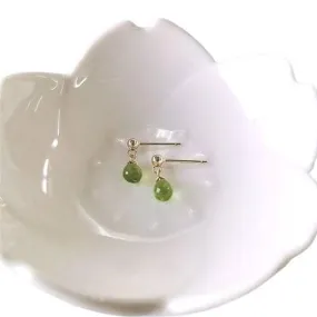 Faceted Water Drop Green Peridot Earrings