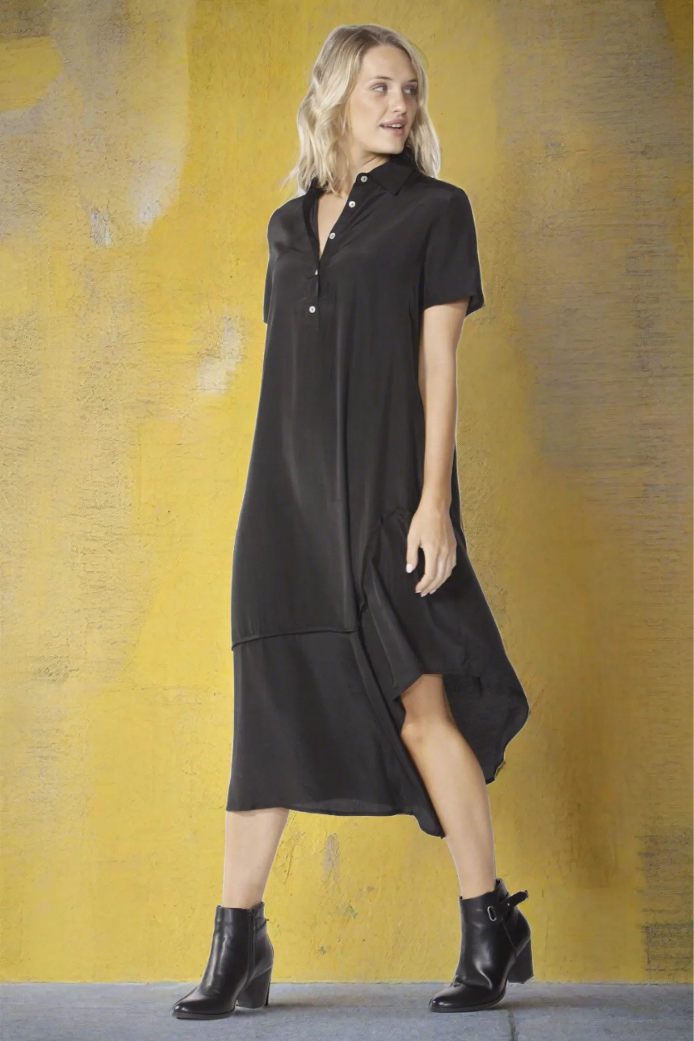 Fate   Becker Stella Midi Shirt Dress in Black Magic