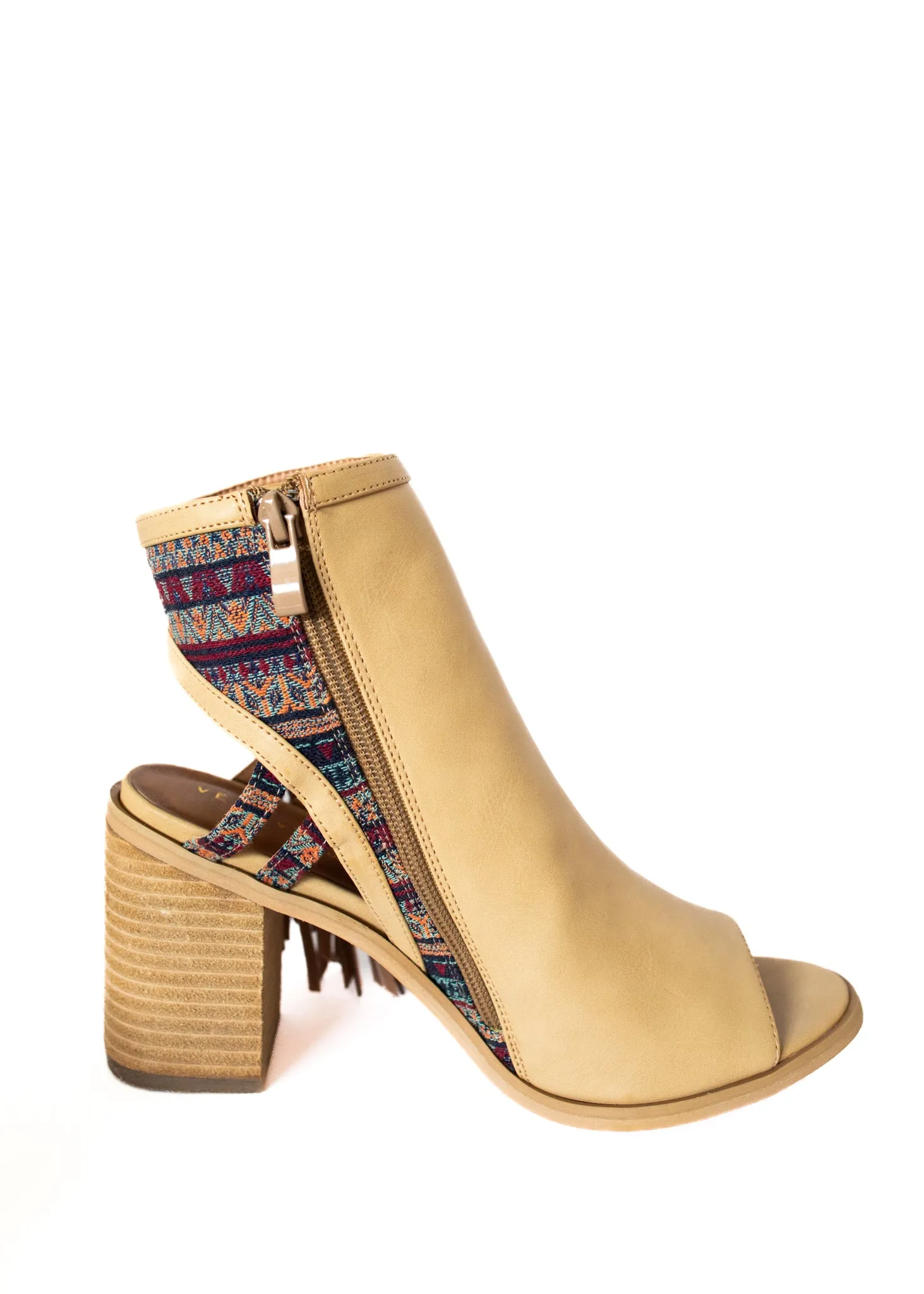 Fayette Fringe Heeled Sandal in Natural