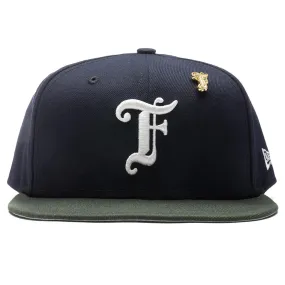 Feature x New Era Old English F Snapback - Navy/Seaweed