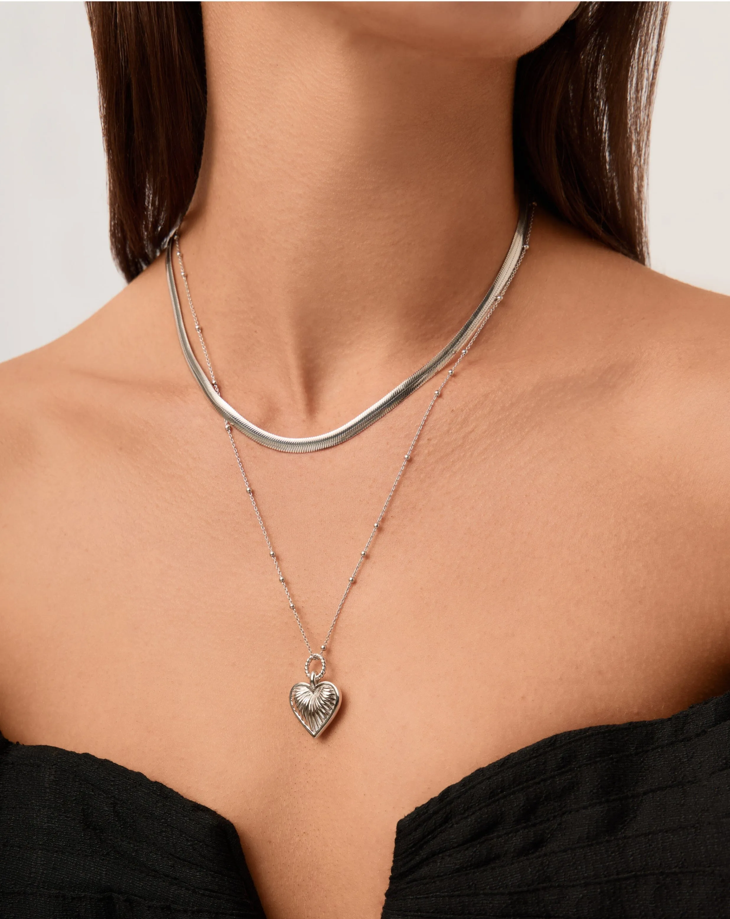 Flat Snake Chain Necklace | Rhodium Plated on Recycled Sterling Silver