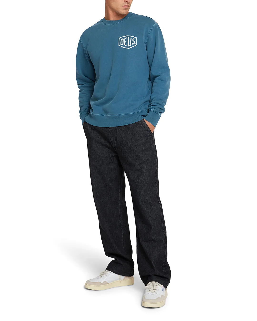 Garment Dyed Shield Crew - Atlantic Deep