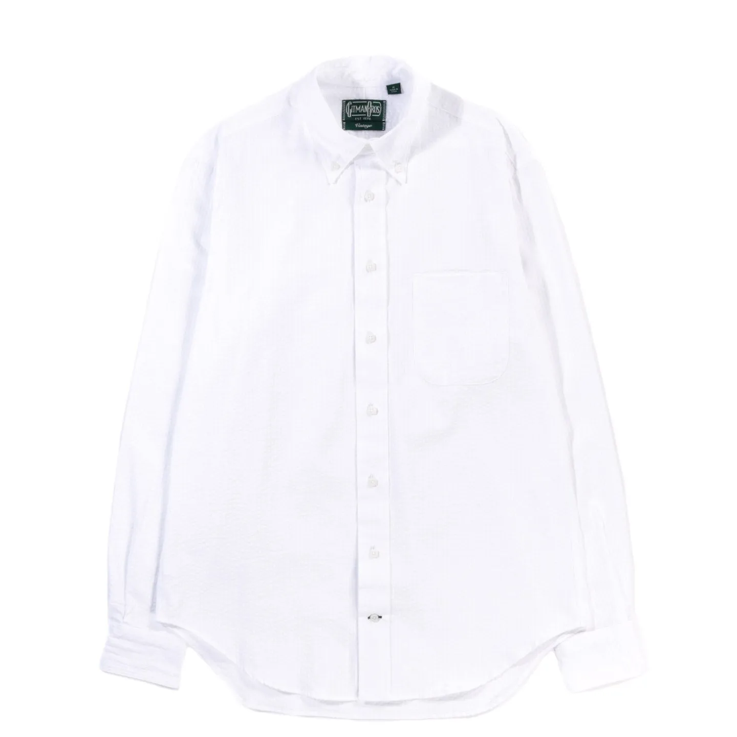 GITMAN VINTAGE BUTTON DOWN WHITE SEERSUCKER