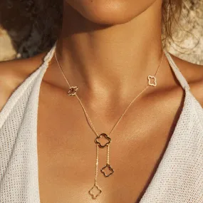 Gold Dipped Quatrefoil Station Necklace