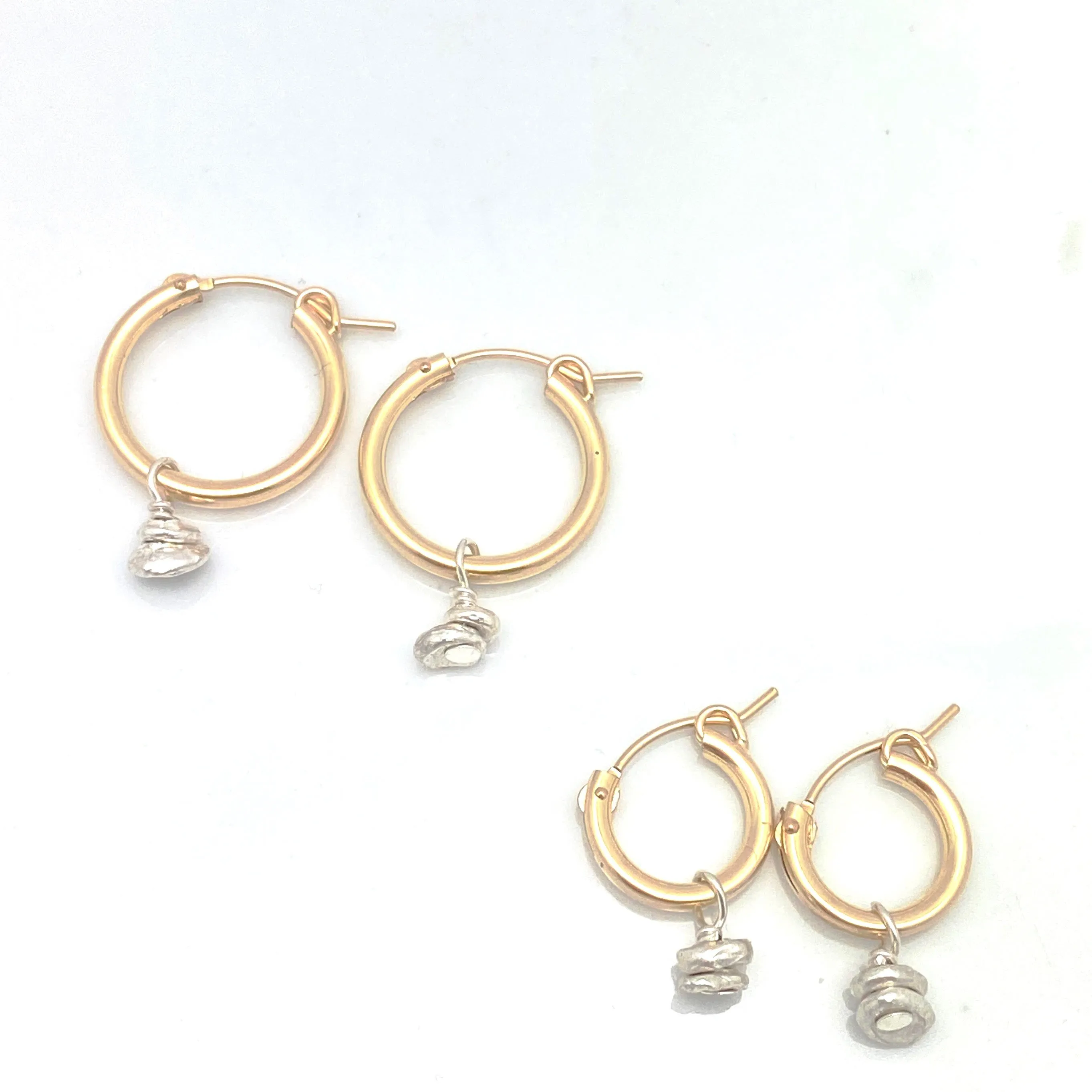 GOLD Elements:  Petite MOD Gold Hoops & Silver Charm