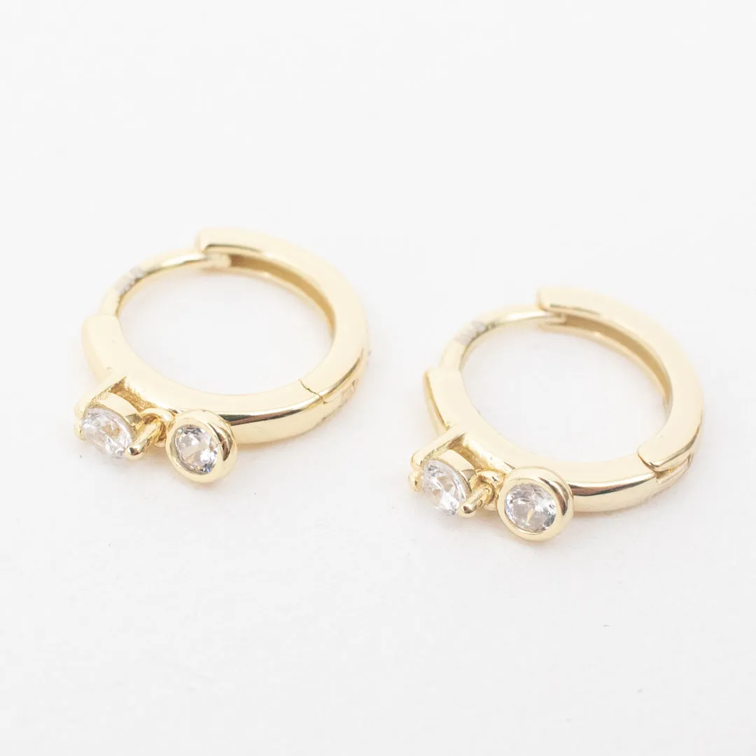 Gold Plated Half & Half CZ Micro Huggies