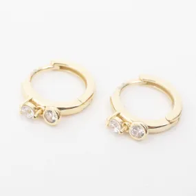 Gold Plated Half & Half CZ Micro Huggies