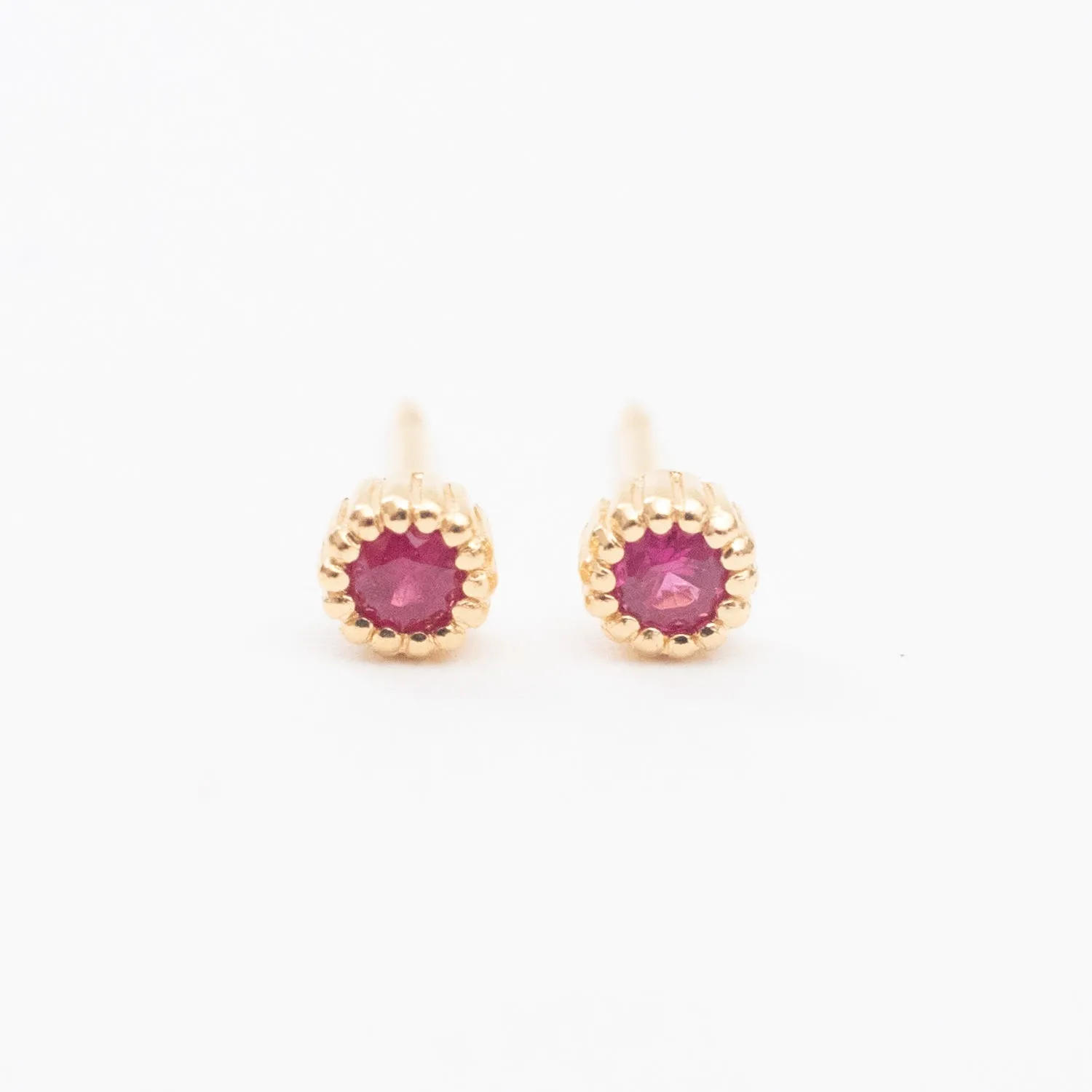 Gold Vermeil Ruby Milgrain Studs