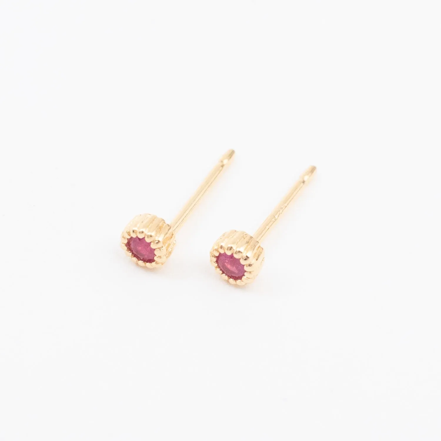 Gold Vermeil Ruby Milgrain Studs