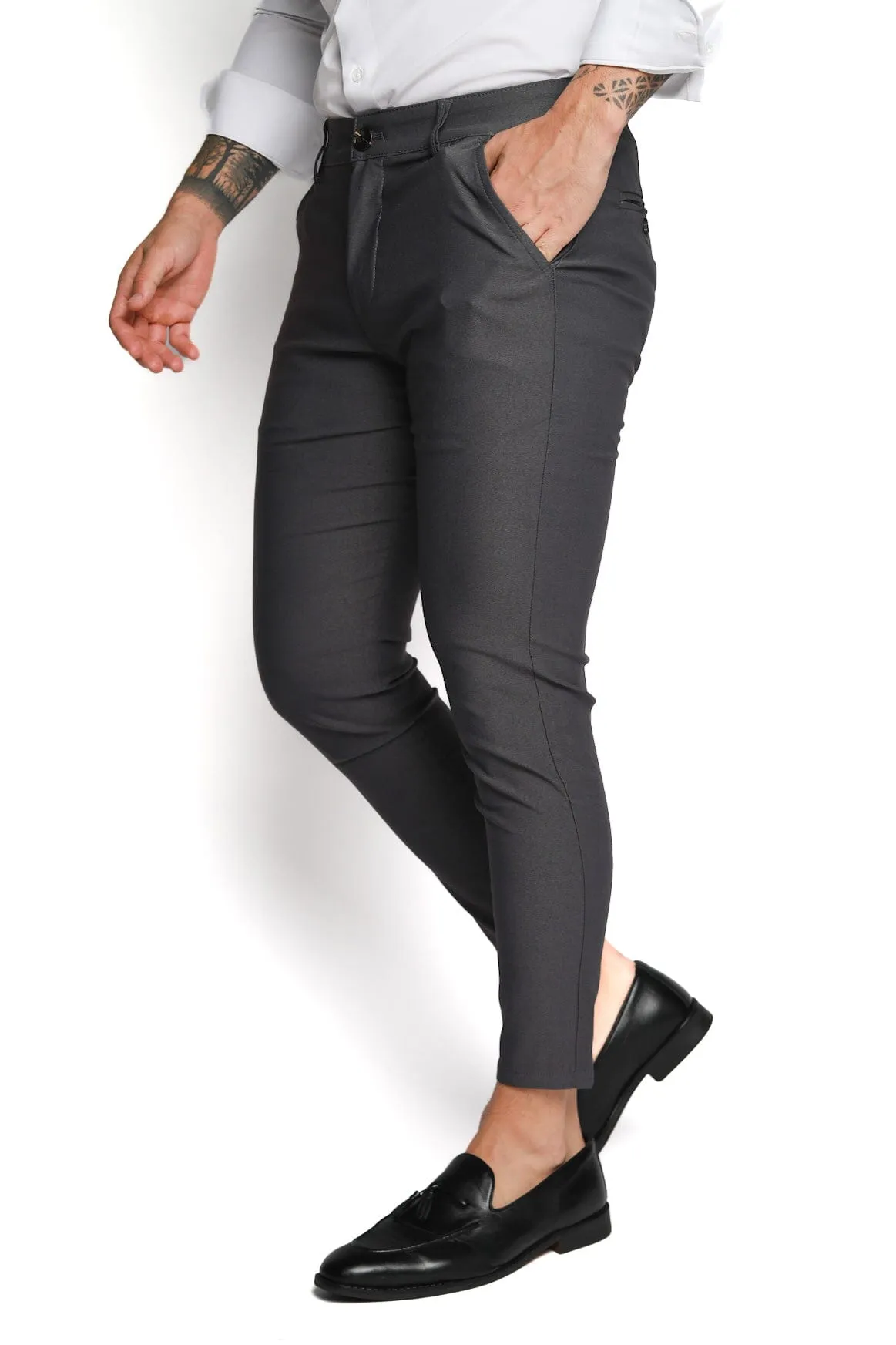 Grey Slim Fit Dress Pants