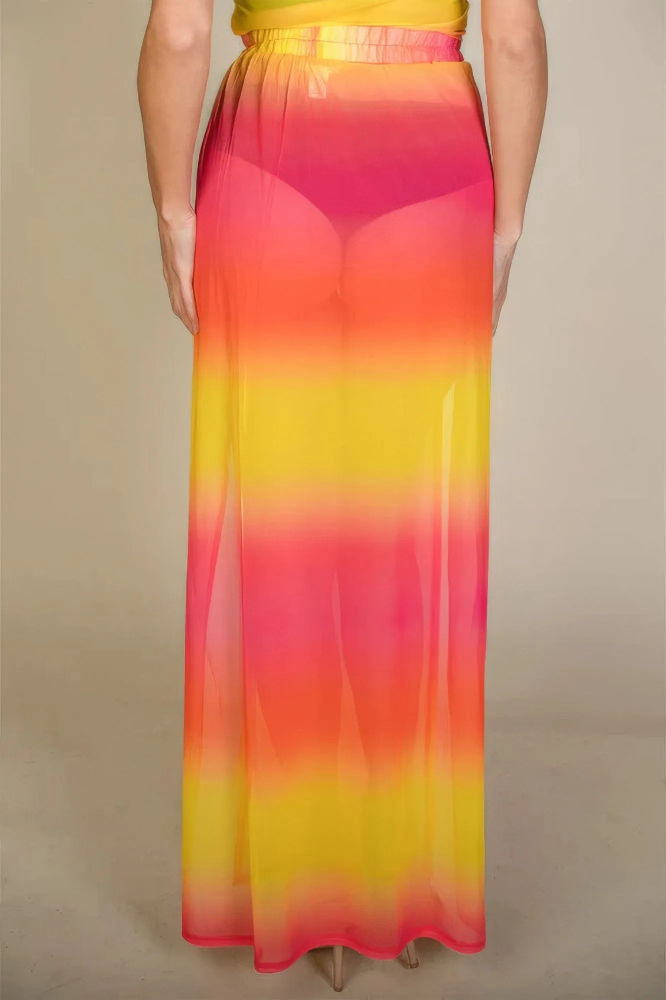 High Split Mesh Sheer Maxi Skirt