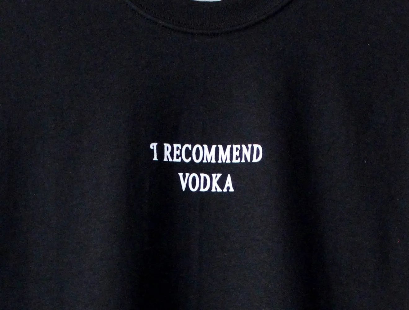 I Recommend Vodka Black Graphic Cropped Unisex Tee