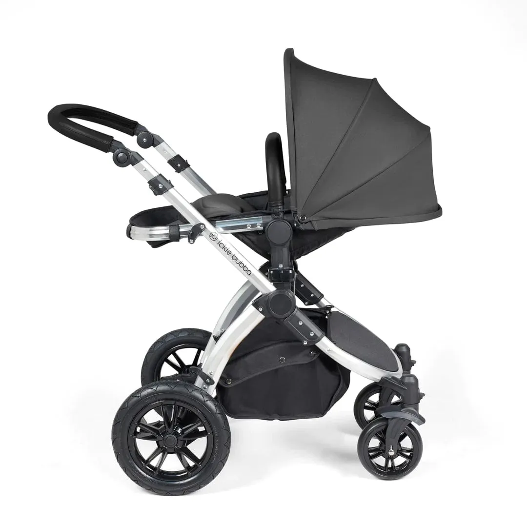 Ickle Bubba Stomp Luxe All-in-One Travel System with Isofix Base (Galaxy) - Silver/Charcoal Grey/Black