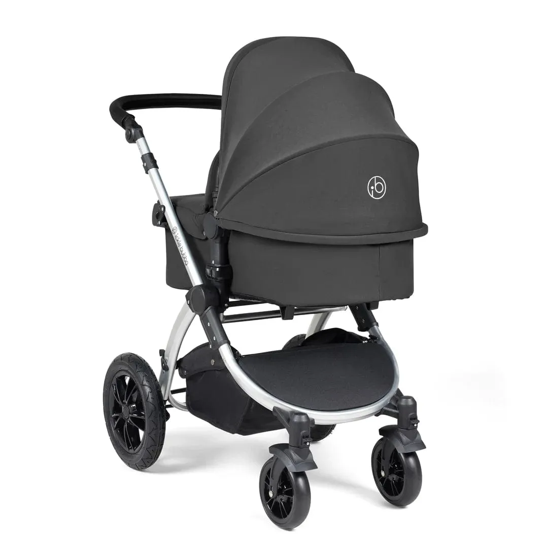 Ickle Bubba Stomp Luxe All-in-One Travel System with Isofix Base (Galaxy) - Silver/Charcoal Grey/Black