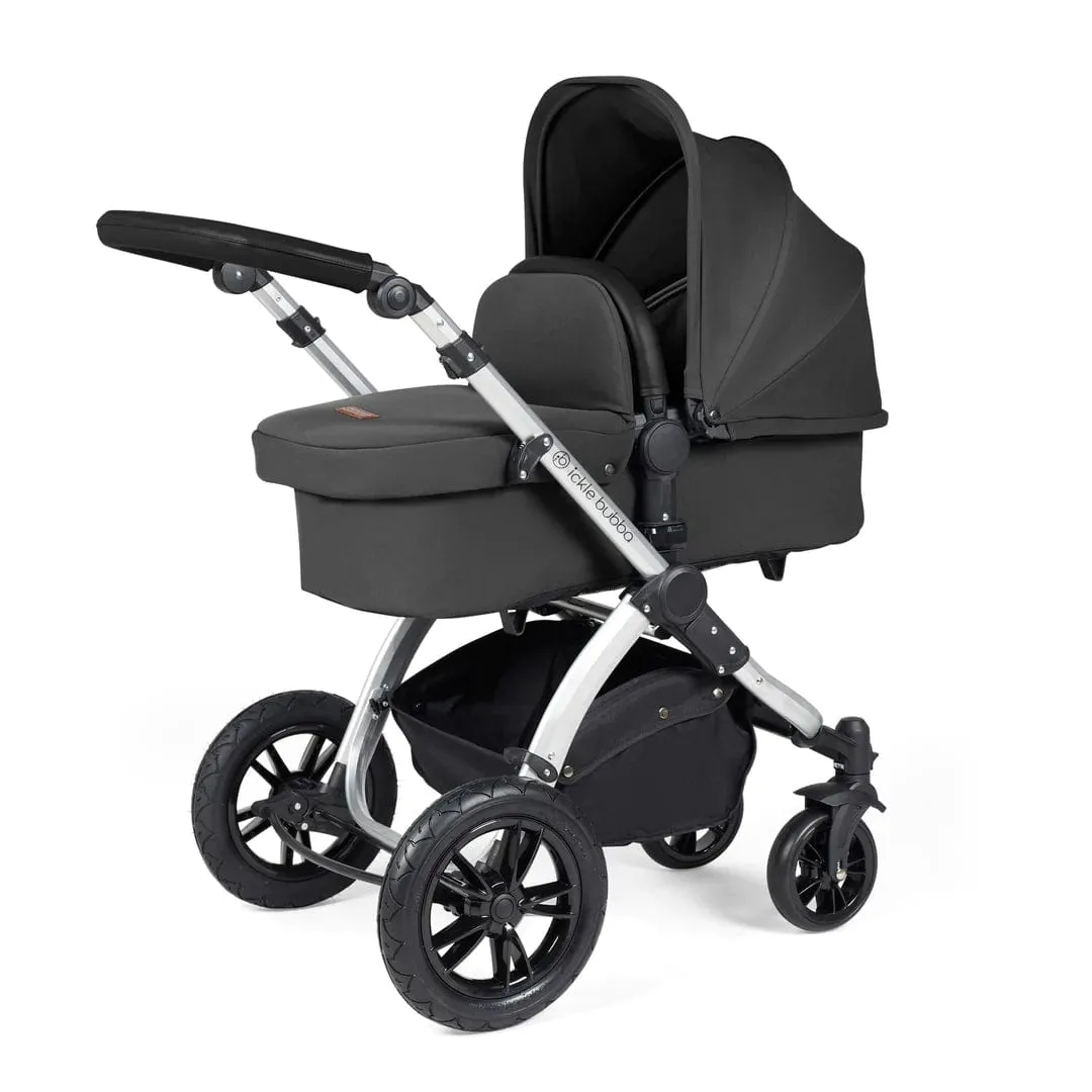 Ickle Bubba Stomp Luxe All-in-One Travel System with Isofix Base (Galaxy) - Silver/Charcoal Grey/Black