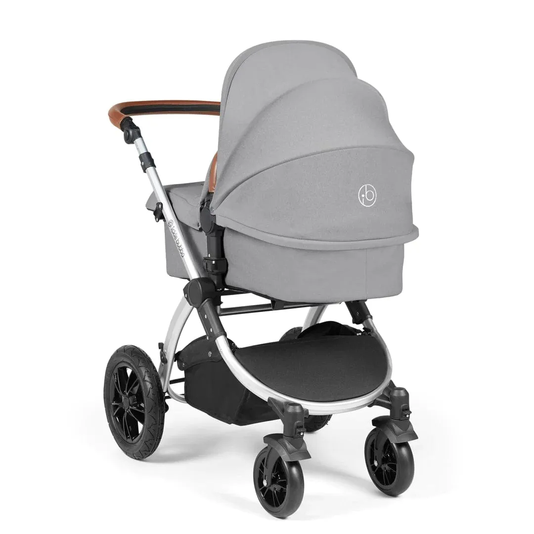 Ickle Bubba Stomp Luxe All-in-One Travel System with Isofix Base (Galaxy) - Silver/Pearl Grey/Tan