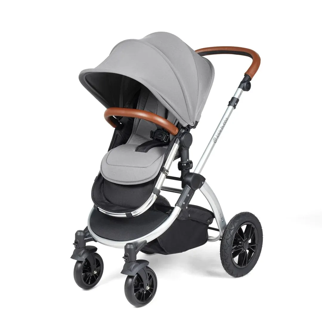 Ickle Bubba Stomp Luxe All-in-One Travel System with Isofix Base (Galaxy) - Silver/Pearl Grey/Tan