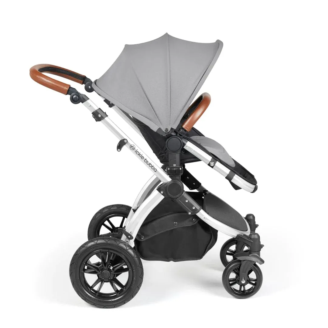 Ickle Bubba Stomp Luxe All-in-One Travel System with Isofix Base (Galaxy) - Silver/Pearl Grey/Tan