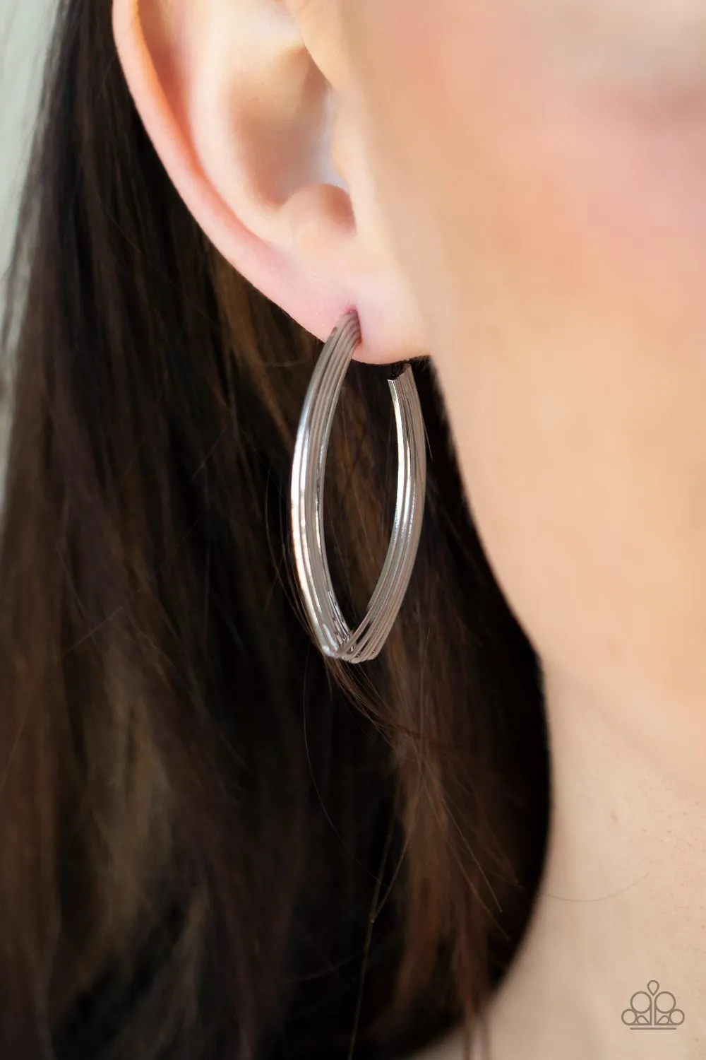 Industrial Illusion - Silver Hoop Earring