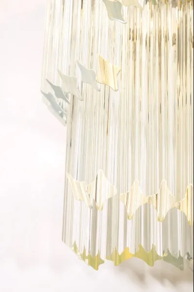 Italian Modern Venini Chandelier with Quatro Punta Glass Prisms