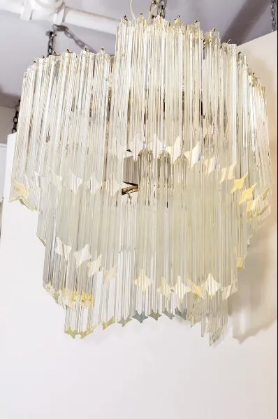 Italian Modern Venini Chandelier with Quatro Punta Glass Prisms