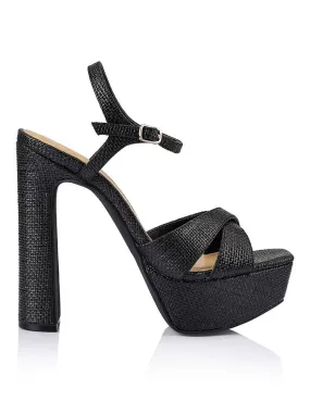 Jamie Platform Sandals - Black Raffia