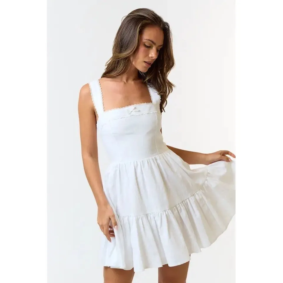 Jasmin Linen Ruffle Dress