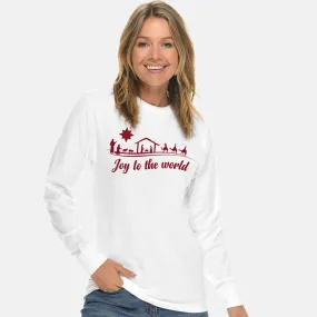 Joy To The World Nativity Scene Unisex Long Sleeve T Shirt