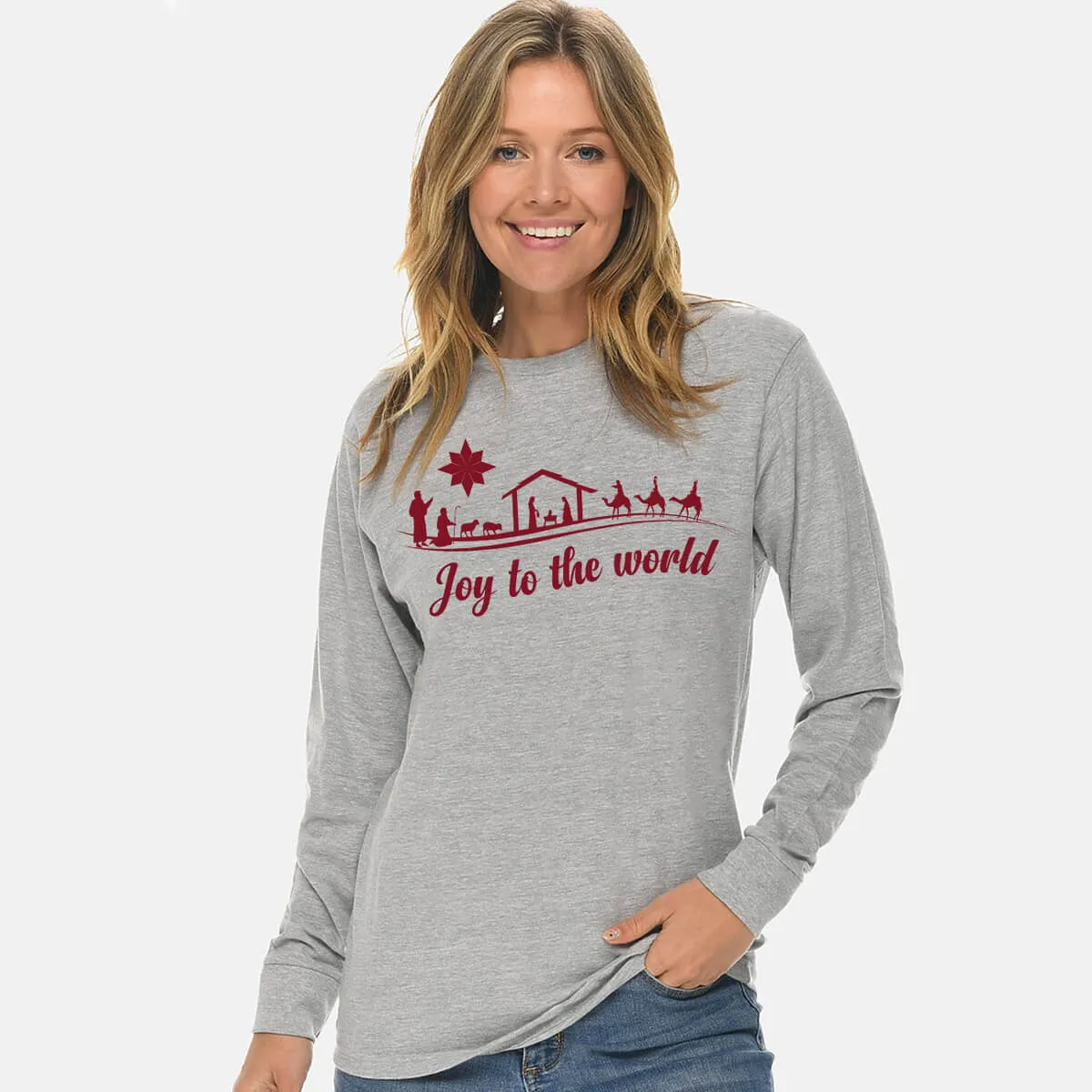 Joy To The World Nativity Scene Unisex Long Sleeve T Shirt