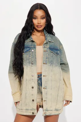 Keep It Coming Tinted Denim Trucker Jacket - Vintage Wash