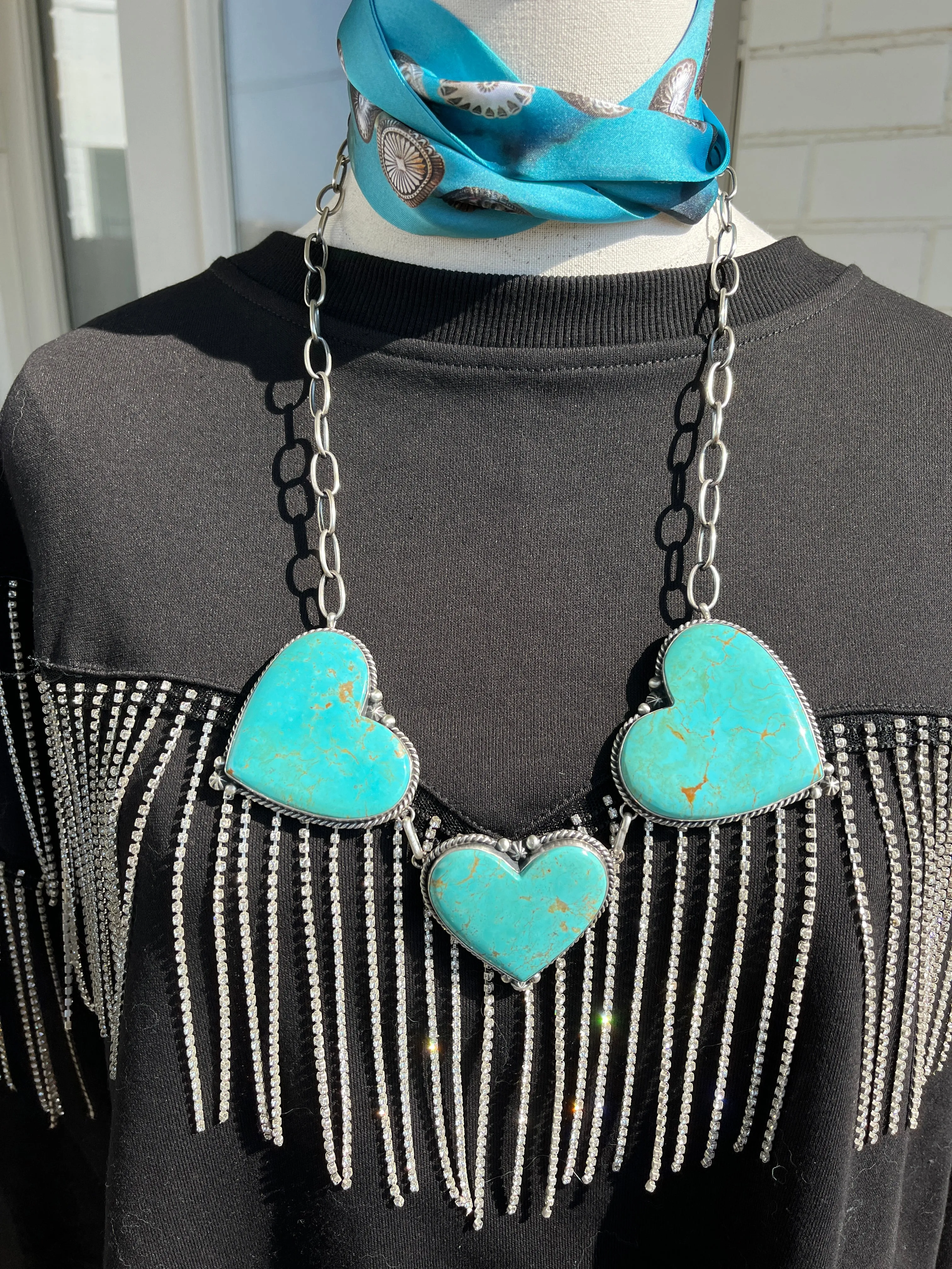 Kingman "Heart Throb" Triple Heart Necklace #1