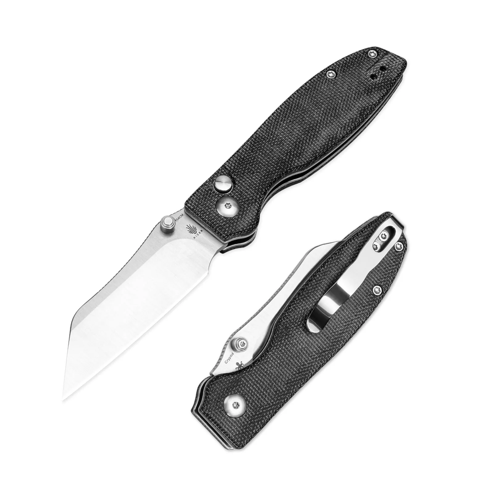 Kizer Cryptid 154CM Blade Button Lock Micarta Handle V3657C1 (2.94 Satin)