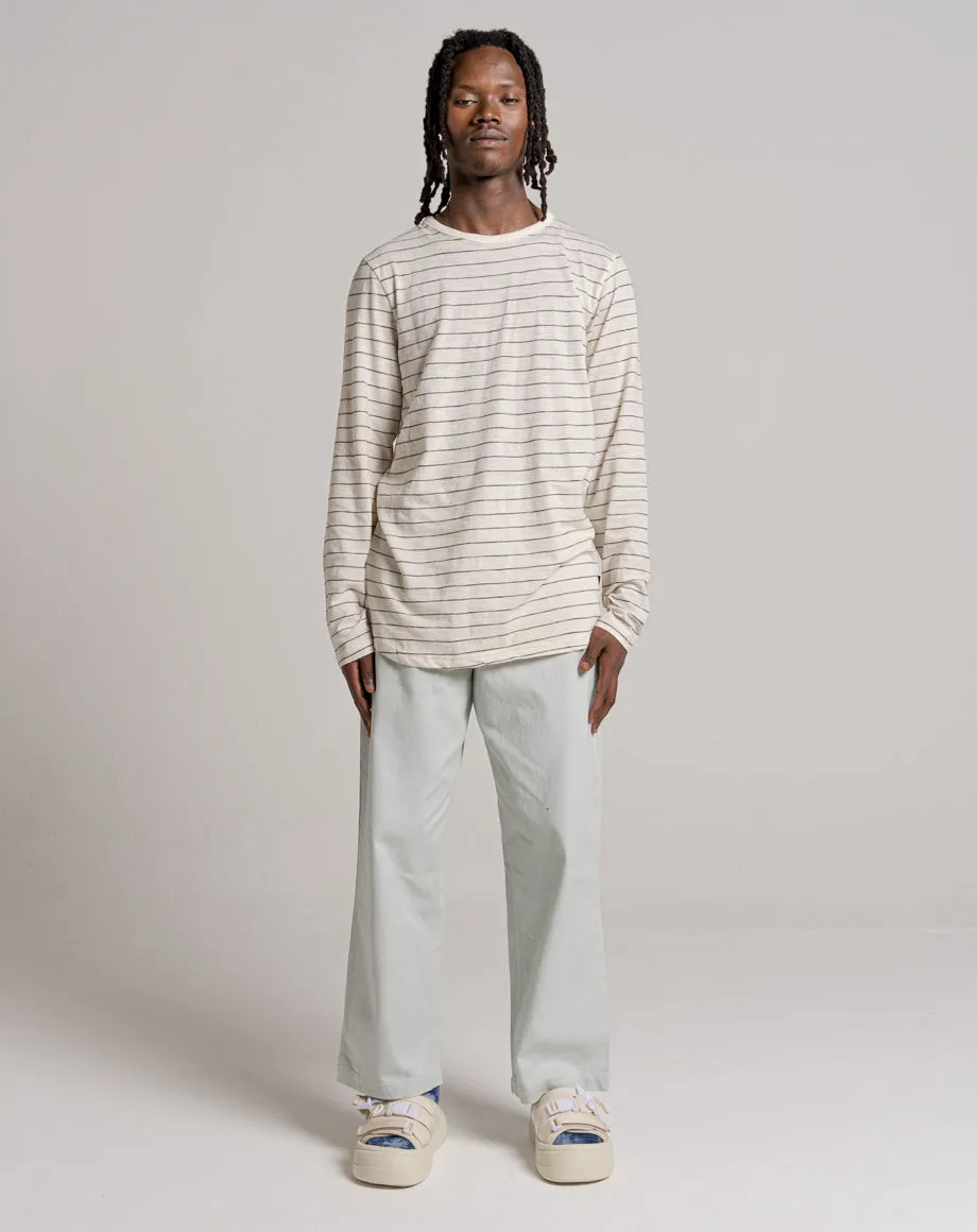 KUMIKO YARD DYED STRIPE LONGSLEEVED T-SHIRT - WHITE