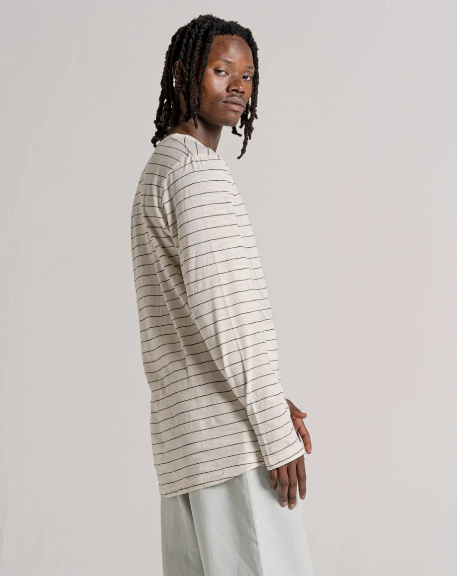 KUMIKO YARD DYED STRIPE LONGSLEEVED T-SHIRT - WHITE