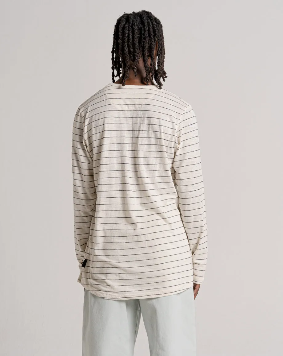 KUMIKO YARD DYED STRIPE LONGSLEEVED T-SHIRT - WHITE